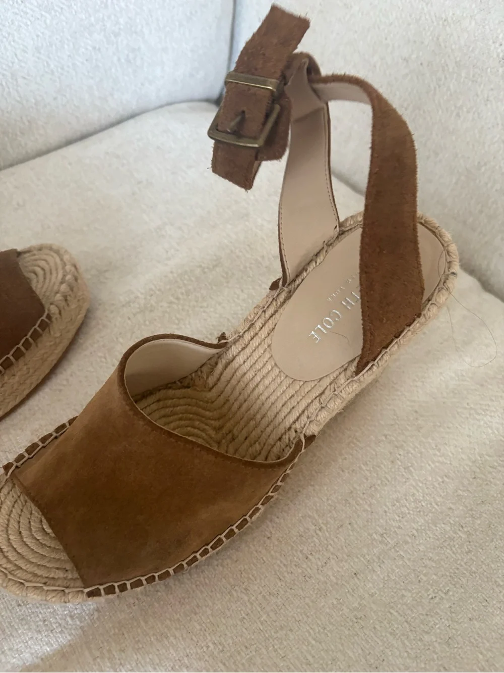 Kenneth Cole Brown Suede Espadrille Wedge Sandals with Ankle Strap